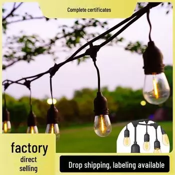 S14 Уличные водонепроницаемые гирлянды E27 для сада, отдыха и кемпинга 220V EU Plug 5m 10 Bulbs (Single Filament)