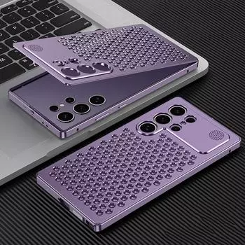 S24 Ultra Cooling Aromatherapy мужской бронированный алюминиевый металлический чехол для Samsung Galaxy S24 plus S23 Ultra Cover Теплоотвод For Galaxy S24 Ultra чёрный
