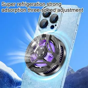 S25 Кулер для мобильного телефона Универсальный вентилятор охлаждения телефона с регулируемым 3-скоростным магнитным двигателем мощностью 15 Вт чёрный