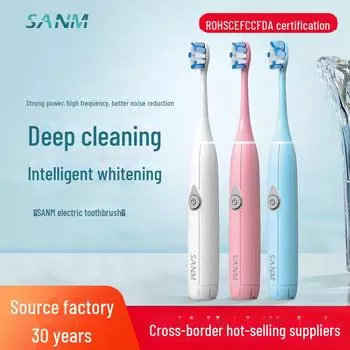 «S28 Sonic электрическая зубная щетка с мягкой щетиной — силиконовая зубная щетка на батарейках для взрослых» белый