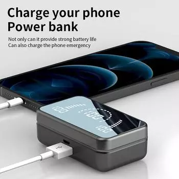 #S2 TWS Беспроводная Bluetooth-гарнитура с зарядным устройством Шумоподавляющие светодиодные наушники с микрофоном Беспроводные наушники Bluetooth-наушники чёрный