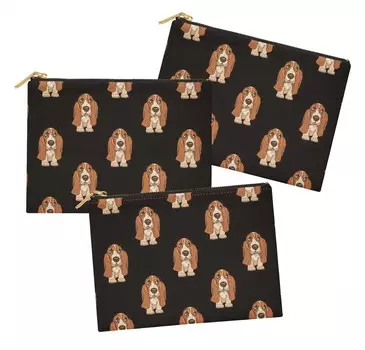 S4Sassy Black Basset Hound Face Dog Pack of 3 Printed Make Up Cosmetic Bag Кошелек для монет Органайзер для туалетных принадлежностей-6 x 8 6 x 8 Inches чёрный