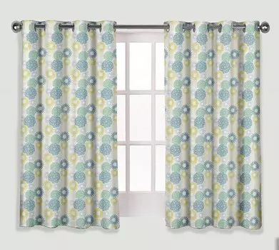 S4sassy Хлопковая утка Художественный цветок Белая мандала Короткие оконные шторы с двойными панелями и люверсами - 54x56 54x56 Inches белый