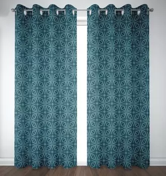 S4sassy Хлопковая утка с цветочным принтом Дамасская синяя драпировка Занавеска Дверная панель Набор для гостиной-54x84 54x84 Inches