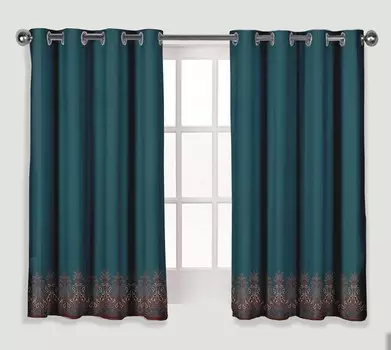 S4Sassy Leaves & Paisley Blue Panel CurtainsA Для окна с люверсами для спальниA CurtainsA Тяжелые атласные принты с люверсами для гостиной Drapes-54 x 56 54 x 56 Inches