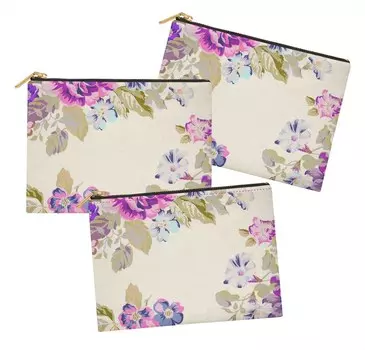 S4Sassy Пурпурные листья, сирень и цветочный пион Набор из 3 косметичек с принтом Кошелек для монет Органайзер для туалетных принадлежностей-6 x 8 6 x 8 Inches фиолетовый