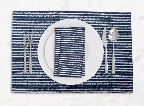 S4Sassy Синие моющиеся салфетки и салфетки в клетку с геометрическим рисунком Декор стола Обеденный стол Placemat-12x18 |Napkin-18x18 (8 Pcs) темно-синий