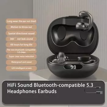 S518 Беспроводные наушники с зажимом для ушей Удобное шумоподавление Hi-Fi звук Bluetooth-совместимые наушники 5.3 Наушники-вкладыши белый