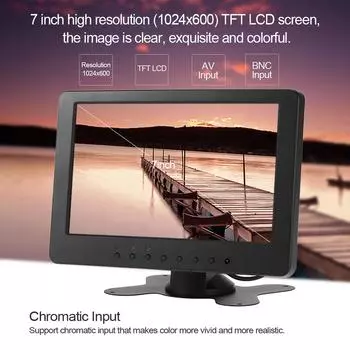 S701 7-дюймовый TFT ЖК-экран монитора 16:9 1024 * 600 BNC AV Видео Аудио для ПК Безопасность VCD DVD EU EU Plug