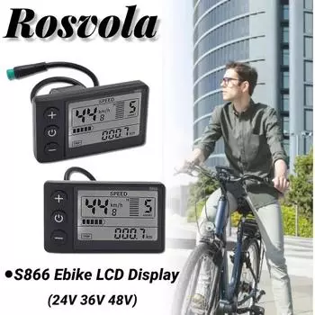 S866 Электрический велосипед ЖК-дисплей метр 24 В 36 В 48 В панель управления с водонепроницаемым разъемом для руля 22,2 мм/0,9 дюйма переоборудование чёрный