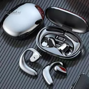 S900 беспроводные наушники с высоким качеством звука, шумоподавлением, цифровым дисплеем, совместимые с Bluetooth, 5.1 стерео, спортивные наушники-вкладыши с креплением-крючком для занятий спортом чёрный