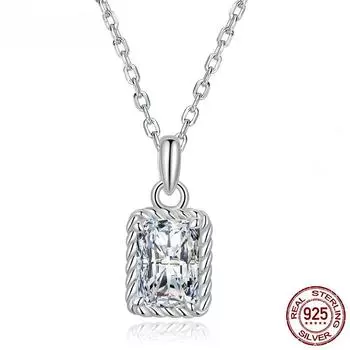 S925 100% стерлинговое серебро большой блестящий драгоценный камень звено цепи ювелирные изделия свадебный подарок квадратный циркон роскошное женское ожерелье
