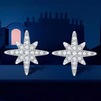 S925 100% стерлинговое серебро, серьги-гвоздики с муассанитом для женщин, нежные асимметричные серьги со звездами, изящные ювелирные изделия, подарок 0.172 CT