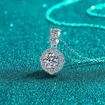 S925 1-каратное серебряное ожерелье с муассанитом, женское классическое круглое ожерелье на юбилей, новые роскошные ювелирные изделия, модное ожерелье Zircon