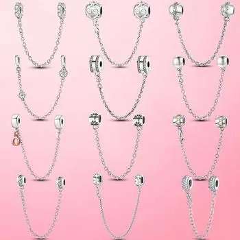 S925 925 Sterling Silver Musical Note Beads Safety Chain Charm Fit Original Fashion Bracelet DIY Jewelry Making Fashion Jewelry