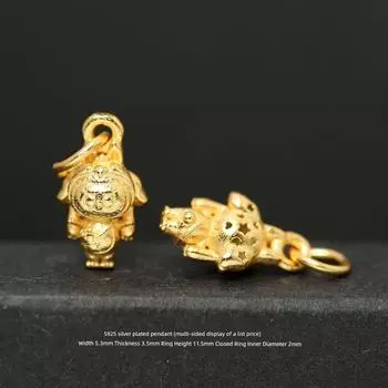 S925 Ancient Style Silver Plated Burnt Blue Pull Cloth Slide Pendant DIY Bracelet Bracelet Pendant Carrying Strap Pendant Accessories 51# silver plated gold cloth pendant