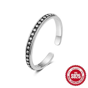 S925 Anemone Культурный ретро унисекс личность мода универсальные ювелирные изделия тайский серебряный кольцо кольцо Adjustable opening