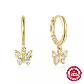 S925 Чистое Супер Сказочное Милое Бабочка Бриллиант Цветные Витальность Серьги Серьги Серьги 925 Silver