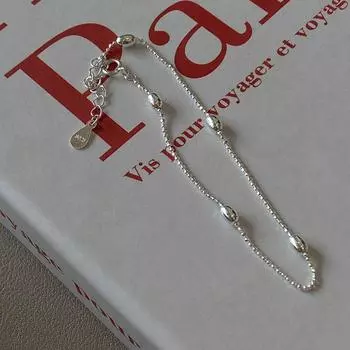 S925 чистого серебра рисовые зерна оливковый браслет бусины для женщин лето INS нишевый дизайн минималистский универсальный маленький круглый бисер бобовый браслет 16cm