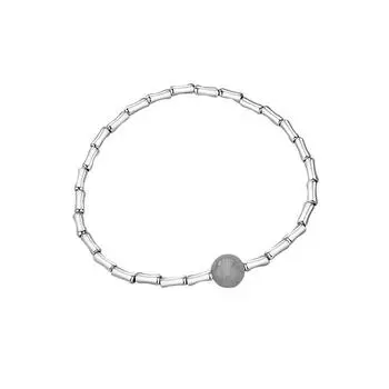 S925 Чистый Серебристый Лунный Камень Бамбуковый Шарнирный Браслет женский Новый Китайский Стиль Браслет с Высотой Маленькая Красная Книга Тот же Стиль Adjustable size