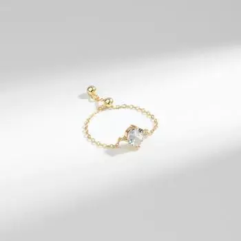 Кольцо-чокер из чистого серебра S925 с круглым цирконием, легкое, роскошное, стильное, регулируемое, для женщин opening adjustable