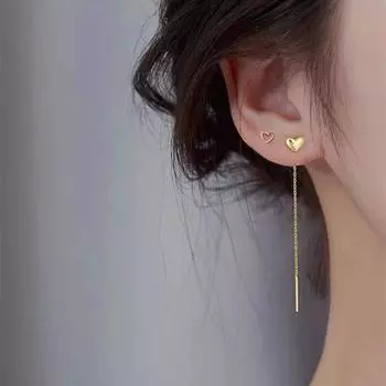 S925 Любовь стерлингового серебра кулон темпераментный популярный кулон женский стерлингового серебра кулон в виде линии уха цепочка для ушей 925