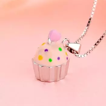 S925 Любящее сердце из стерлингового серебра кулон торт летний мультфильм милый студент сладкие серебряные украшения 925
