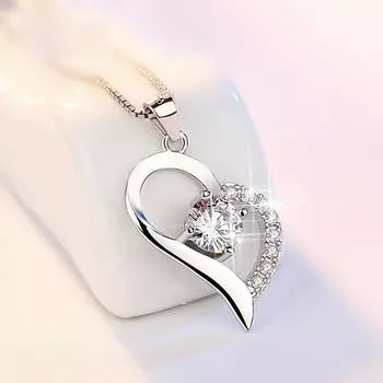 S925 Любящее сердце из стерлингового серебра кулон модное ожерелье в форме сердца кулон простое корейское европейское серебряное украшение 925 белый