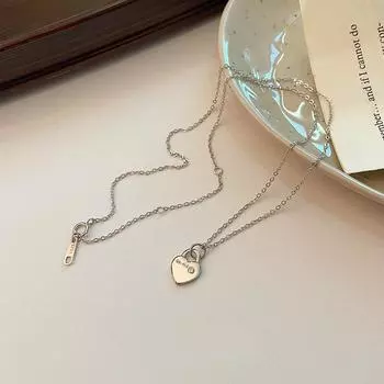 S925 Любящее сердце из стерлингового серебра с буквами циркония Ожерелье Простое универсальное Ins Style Корейский нишевый дизайн Ключичная цепочка