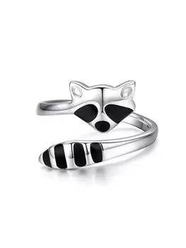 S925 Модное Универсальное Открытое Кольцо Енот для Мужчин и Женщин - Простое, Легкое, Роскошное и Изысканное One Size белый