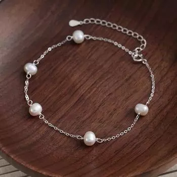 S925 натуральный жемчуг стерлингового серебра браслет женский легкий роскошный дизайн меньшинства Sense Hand ювелирные изделия серебряный