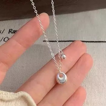 S925 Ожерелье Love для всего тела из чистого серебра для женщин Минималистский Instagram Маленький и популярный дизайн Bell Корейский Advanced Sense Маленький и популярный предмет Adjustable size серебряный