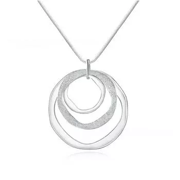 S925 посеребренное ожерелье с тремя кольцами, матовый женский подарок