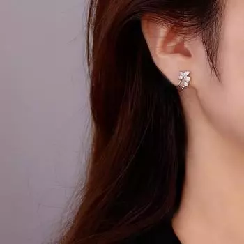 S925 Посеребренные серьги Цветочные серьги-бабочки высокого качества, простые серьги-бабочки в стиле Sensen с супер вспышкой и бриллиантами