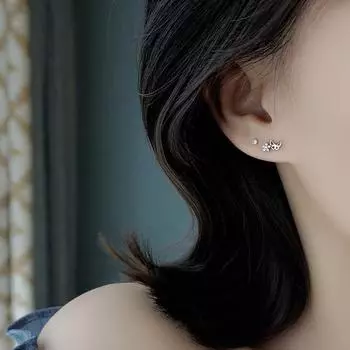 S925 Посеребренные серьги-гвоздики супер фея маленькая звезда серьги-косточки для ушей женские японские корейские модные все серьги-гвоздики Мори с цветком-бабочкой