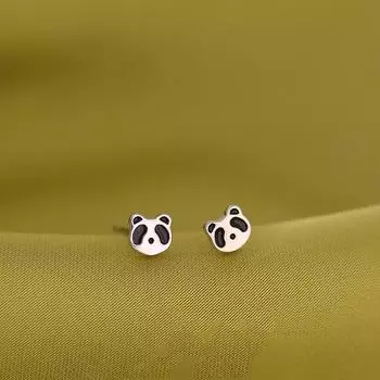S925 посеребренные серьги-гвоздики, супер милые мини-серьги с изображением гигантской панды, национальное достояние, серьги с маленькими животными