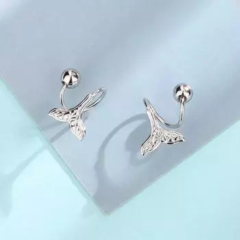 S925 Посеребренные серьги-гвоздики Уникальные серьги-гвоздики со спиральным хвостом русалки для женщин. Забавные пружинные серьги-гвоздики с вращающимся винтом «рыбий хвост».