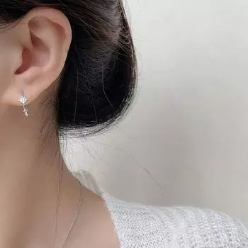 S925 посеребренные серьги INS Star Moon серьги C-образные, легкие, роскошные, темпераментные, блестящие, с шестигранной звездой, серьги с бриллиантами, женские, новая осень