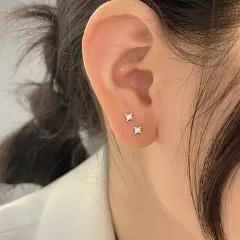 S925 посеребренные серьги, модные, легкие, роскошные, высококачественные, с цирконом, серьги с четырьмя конечными звездами, женские серьги с холодным ветром, с четырьмя конечными звездами