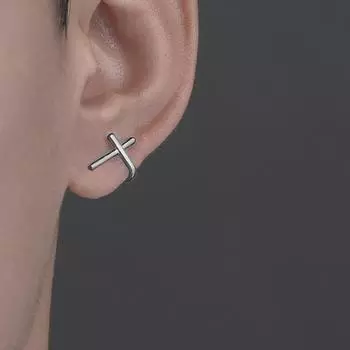 Серьги-гвоздики без выцветания Серьги-гвоздики Хипстерские мужские серьги Минималистичный дизайн Серьги-гвоздики с крестом