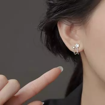 S925 Посеребренные серьги с блестками и цирконием, французские винтажные серьги с камелией, маленькие нежные розовые серьги Sen