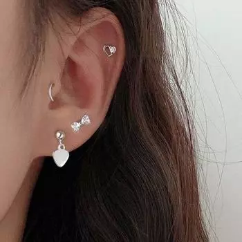 S925 посеребренные серьги «Сон, не выбирая», новые маленькие серьги «Любовь», женские простые серьги с маленьким бантом и бриллиантами, модные креативные серьги с половиной крючка