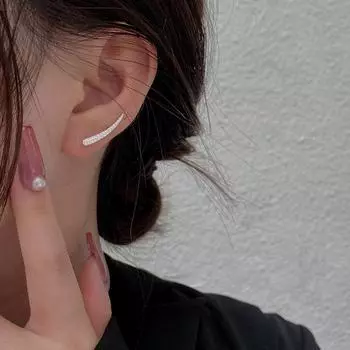 Серьги Женские Длинные U-образные серьги Женственный темперамент Холодный ветер Слово Длинные серьги-ряды для ушей Новый тренд