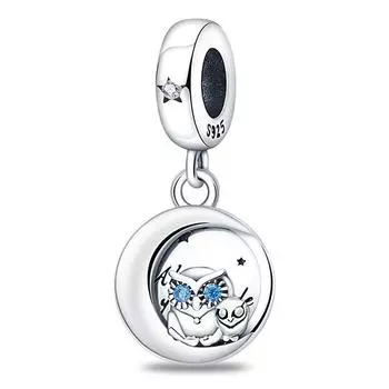 S925 посеребренный новый стиль с вами вокруг совы маленький шарм бисерные украшения DIY аксессуары