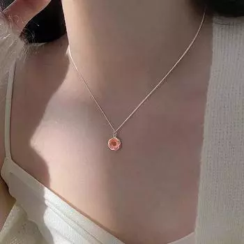 S925 Розовое Серебряное Розовое Ожерелье Gannne Женская Цепь Celacium Celasi