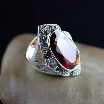 S925 серебристый Seiko атмосферный Ms. Серебряное кольцо с гранатом