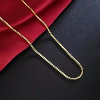 S925 серебро 16/18/20/22/24/26/28/30 дюймов 2 мм 18-каратное золото змея ожерелье для женщин и мужчин модные свадебные украшения 40cm золотой