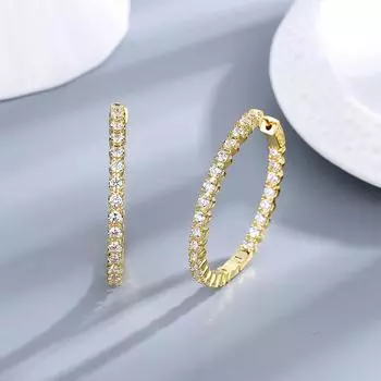 S925 серебро 39 мм 18-каратное золото круглые серьги-кольца для женщин модные свадебные украшения большие круглые серьги-кольца серебряный