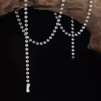 S925 серебро 3 мм ожерелье из бисера для мужчин пятиконечная звезда корейская версия модная цепочка для свитера S925 женское ожерелье мужское ожерелье 45cm