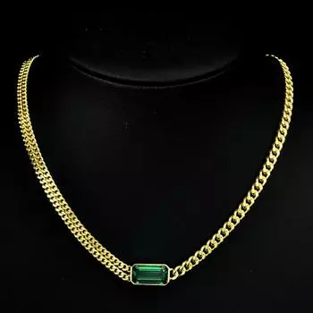 S925 серебро 4CT прямоугольное зеленое высокоуглеродистое бриллиантовое ожерелье с покрытием из 18-каратного белого желтого золота мужские и женские кубинские цепочки ожерелья